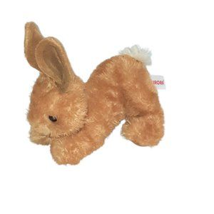2018 Aurora Small Laying Brown Bunny Rabbit Plush Stuffed BeanBag Toy 7"
